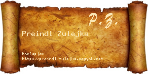 Preindl Zulejka névjegykártya